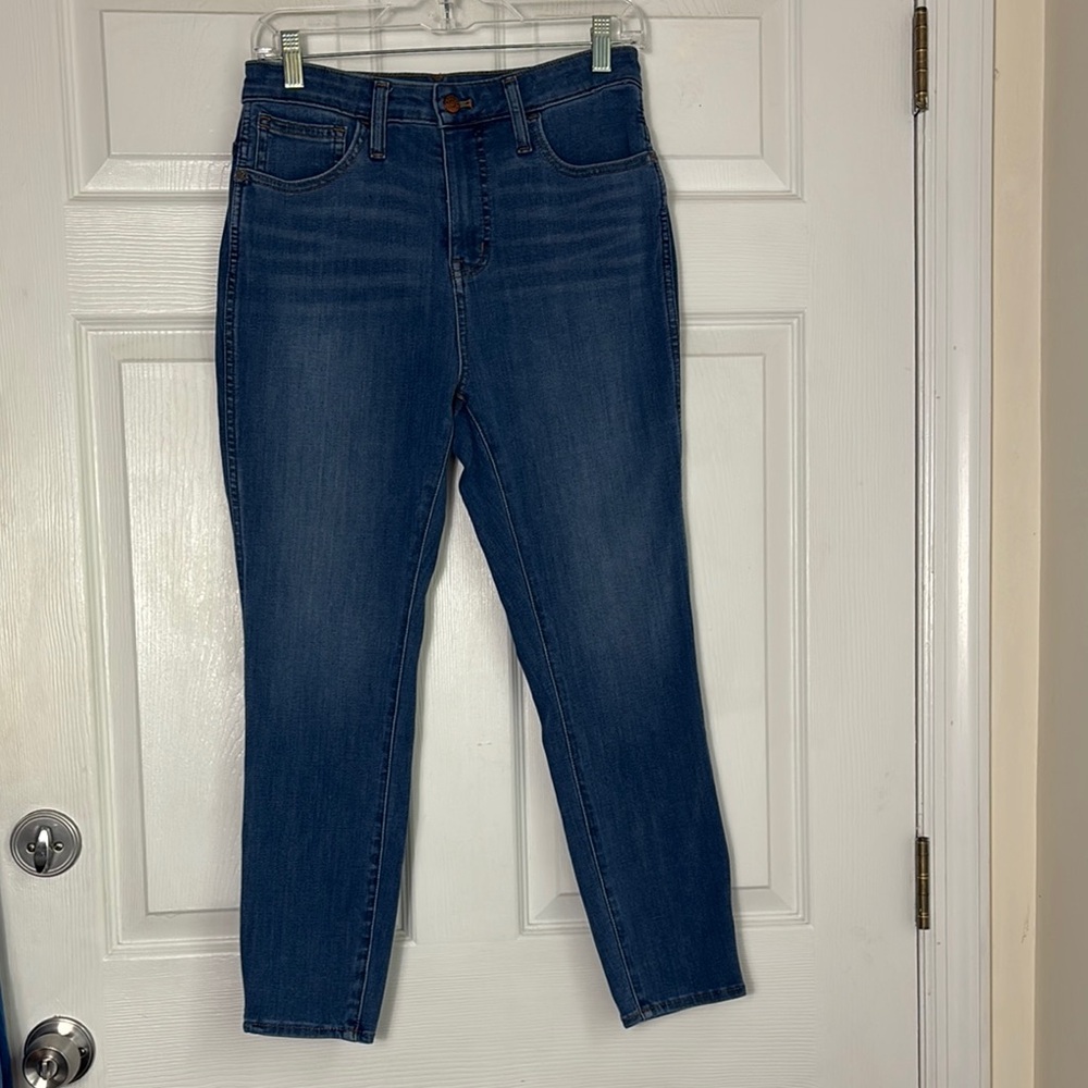 MADEWELL Curvy Roadtripper Jeggings size 27 Blue Denim Jeans Ankle cropped
